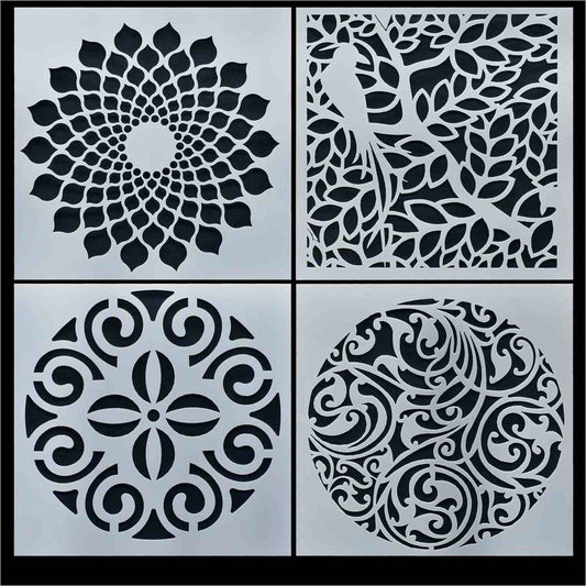 Jags DIY Plastic Stencils 6x6 inches 4pc #JSP613