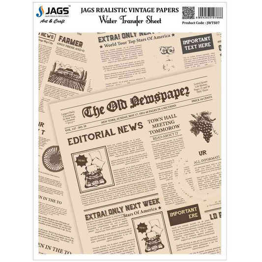 Jags Water Transfer Sheet, Vintage Newspaper #JWTS07