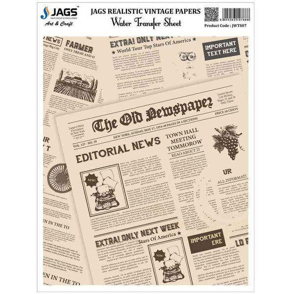Jags water transfer sheet featuring a vintage newspaper print