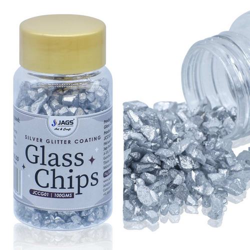 Jags Glass Chips 100g, Glitter Silver