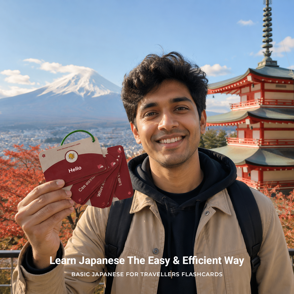 Japanese flashcards being used while travelling