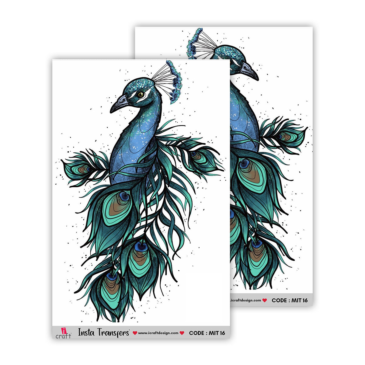 iCraft Insta Transfers Stickers A6, Peacock #MIT16