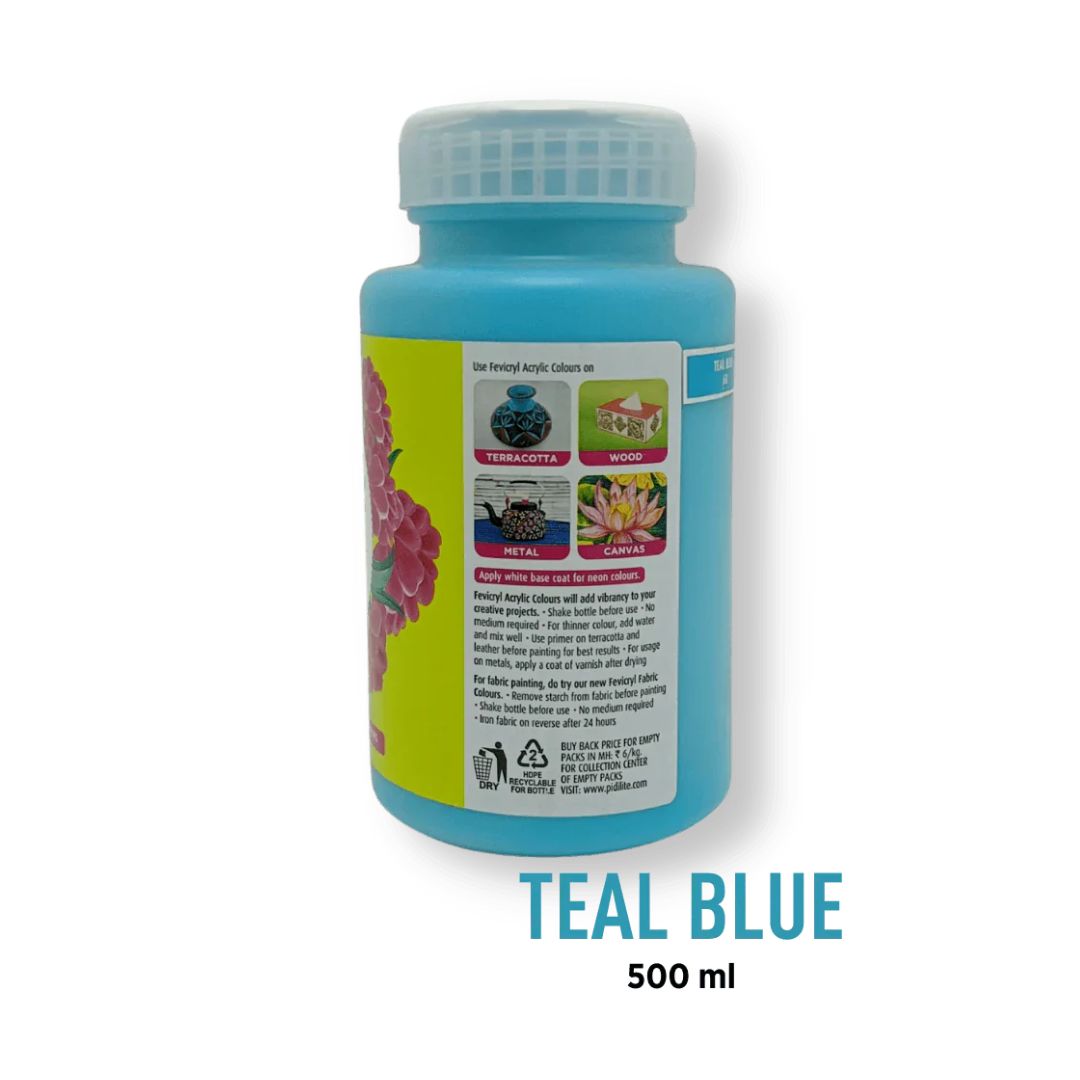 Pidilite Fevicryl Acrylic Colour 500ml, Teal blue-68