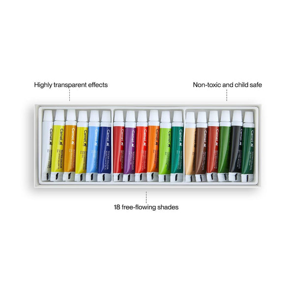 Set of eighteen Camel watercolour tubes in assorted shades