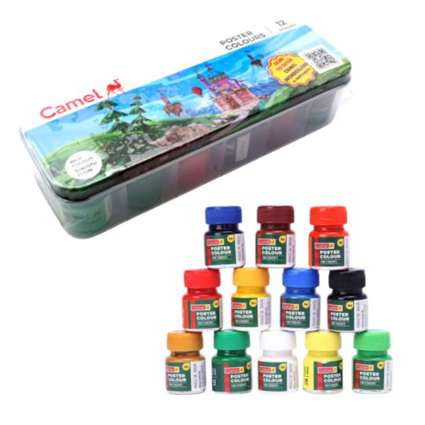 Camel Poster Colours set, 12 assorted shade bottles