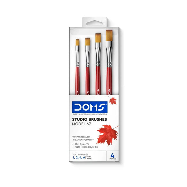 Set of 4 Doms Studio flat paint brushes, Model 67