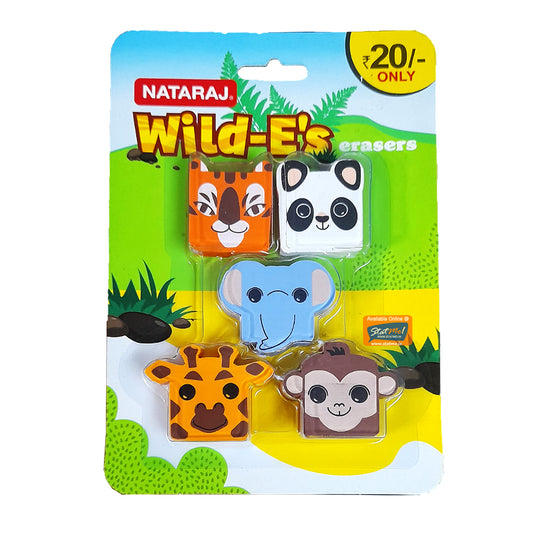 Nataraj Wild-Es Animal Erasers 5pc