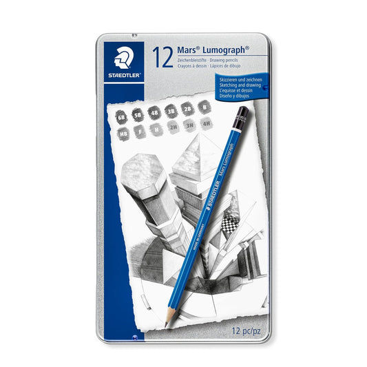 Staedtler Mars Lumograph Drawing Sketching Pencils, 12 Shades