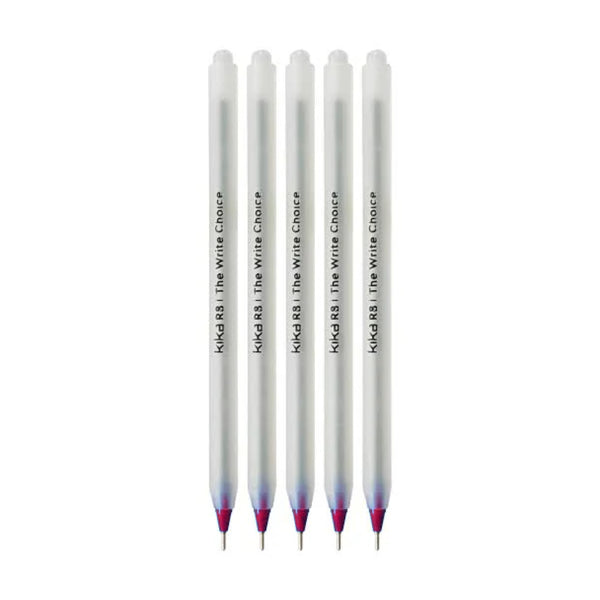 Pack of five Doms Kika R8 red ball pens with caps