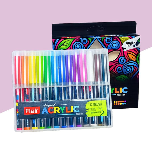 Flair Liquid Acrylic Markers set of 12 colour shades