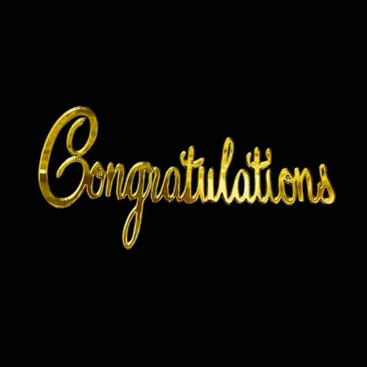 Acrylic Cutout, Golden, Congratulations, 1x4 inches