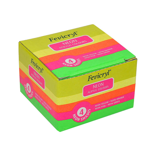 Fevicryl Acrylic Colours Neon Kit, 15ml x 4 Shades