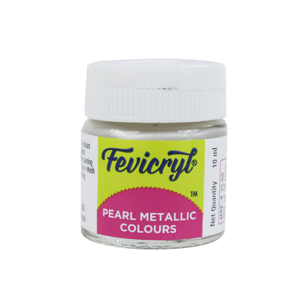 10ml tube of Fevicryl Pearl Metallic Silver acrylic paint