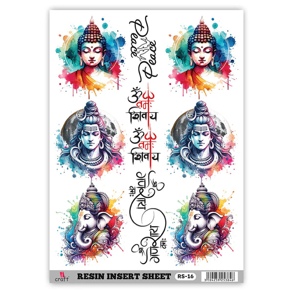 iCraft A5 resin insert sheet with god and goddess motifs RS16