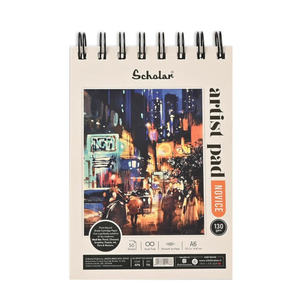 Scholar Artist Pad Novice A5 spiral-bound sketch pad with cream cartridge paper