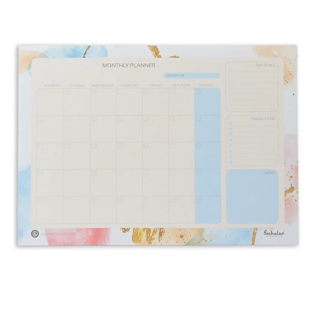 Scholar Monthly Planner, A4 size, desk planner