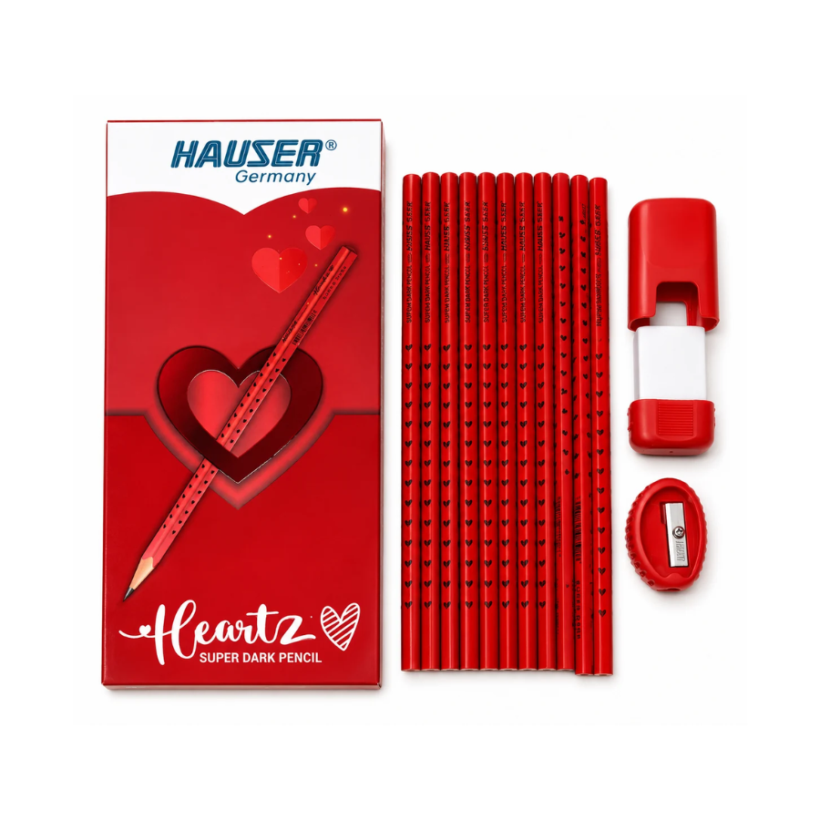 Pack of ten Hauser Germany Heartz extra dark pencils