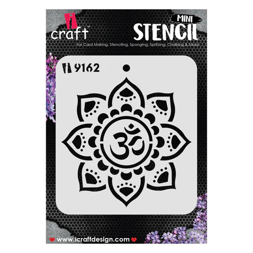 iCraft Mini Stencil 4x4 inches, Om Mandala #9162
