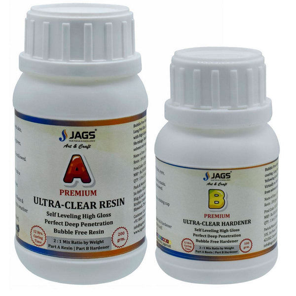 Bottle of Jags clear casting resin and hardener 300g