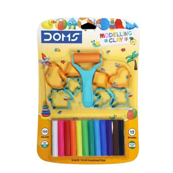 Doms Modelling Clay pack, 150g, showing 12 colour shades