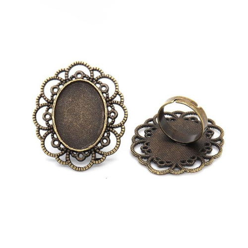 Metal Ring Bezel Vintage #34RG10, 2pc