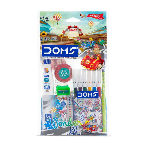 Doms Wonder Kit box with colouring book and crayons
