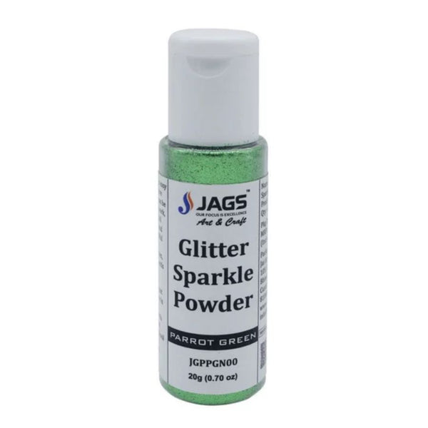 Jags Glitter Sparkle Powder 20g in Parrot Green, fine craft and resin glitter