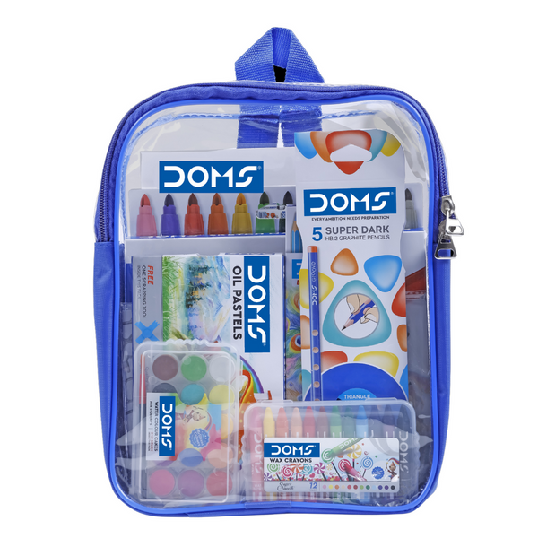 Doms Junior Art Kit box with crayons, clay, and paints