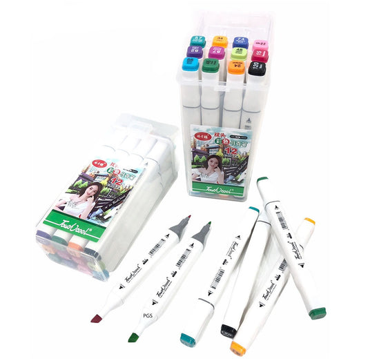 Alcohol Ink Sketch Markers, Double Headed, 12 Shades
