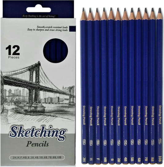 Keep Smiling Drawing Sketching Pencils, 12 Shades