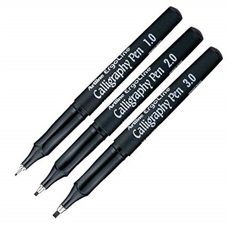 Artline Calligraphy Pens, 3 Sizes