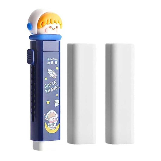 Ka Ba Xiong Kids Retractable Push Pull Eraser, QQ Astro, Blue