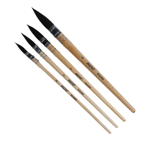 Brustro natural hair mop brush set of four graduated sizes