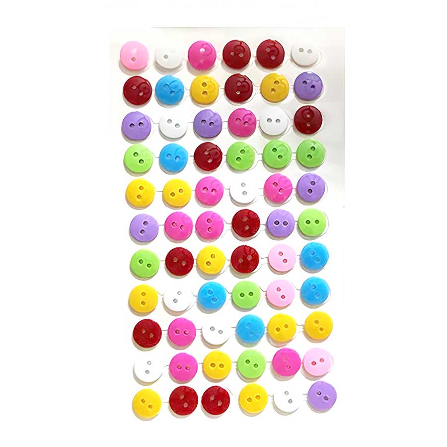 Plastic Button Stickers, Multicolour, 60 buttons