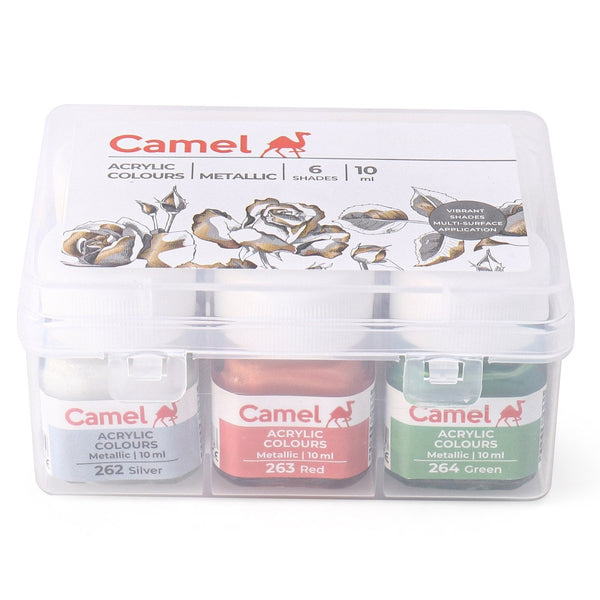 Set of 6 metallic acrylic colour bottles, 10ml each