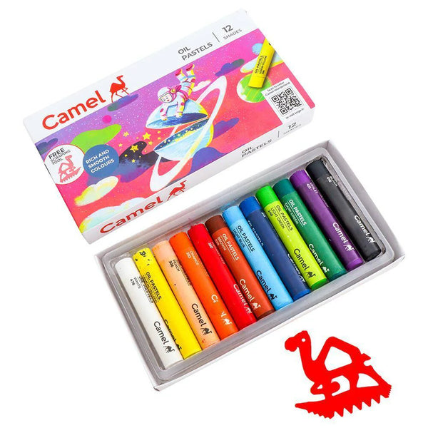 Box of Camel oil pastels with 12 assorted colour sticks