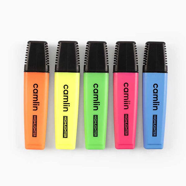 Camlin highlighter pens, pack of 5 assorted colours