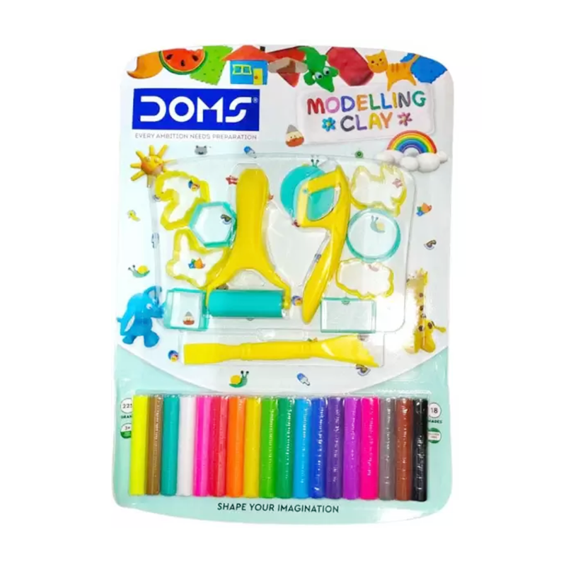 Doms Modelling Clay pack, 225 grams in 18 assorted colour shades
