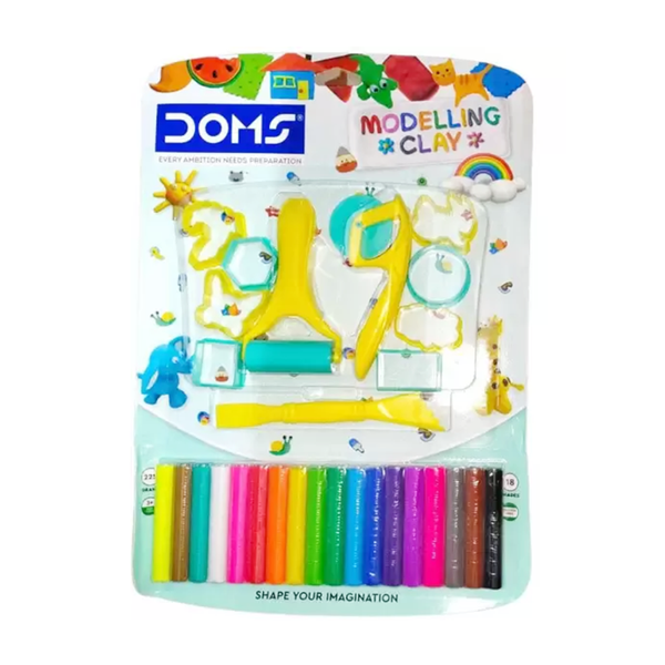 Doms Modelling Clay pack, 225 grams in 18 assorted colour shades