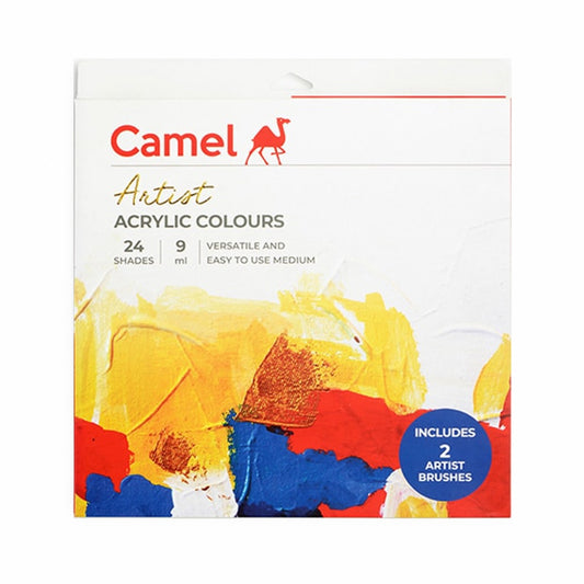 Camel Artist Acrylic Colours 9ml x 24 Shades + 20ml x 1 White