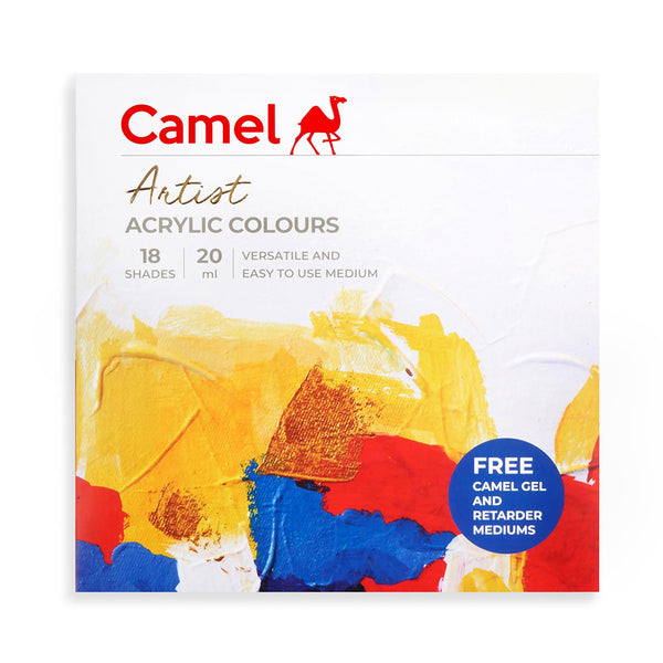 Camel Artist Acrylic Colours set, 18 shades, 20ml tubes