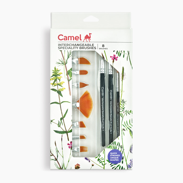 Camel interchangeable speciality brush set with 8 brush heads