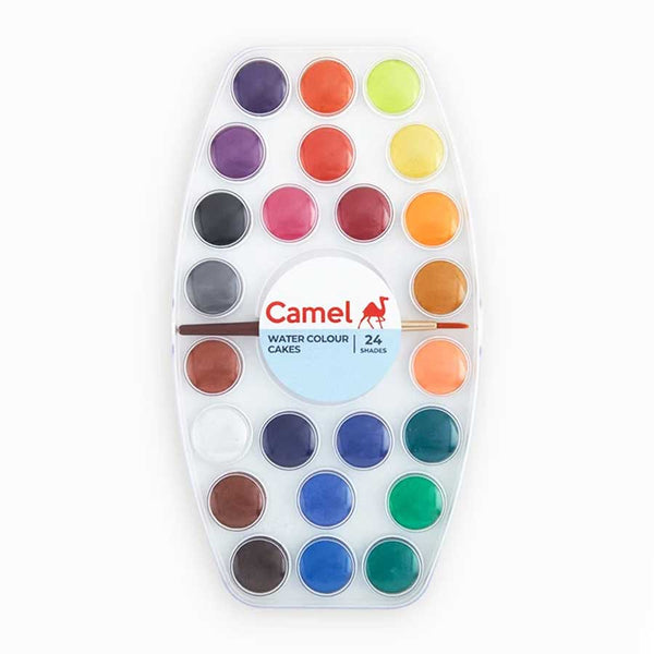 Camel watercolour cakes set, 24 shades, in plastic case