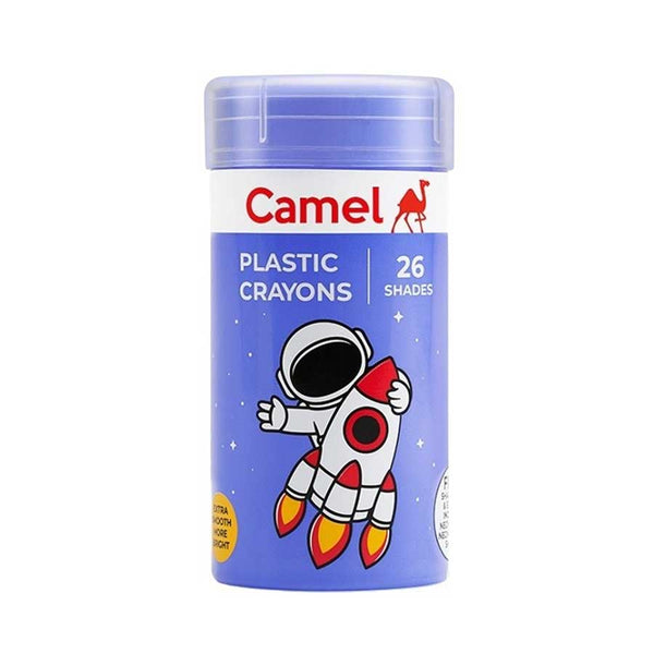 Camel plastic crayons tin pack, 26 shades