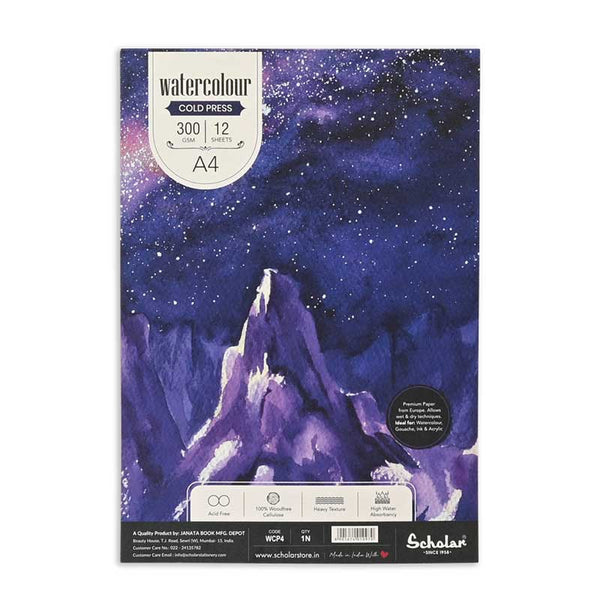 Scholar cold press watercolour paper pad A4 300gsm 12 sheets