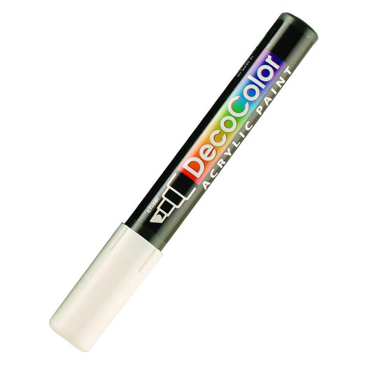 Marvy Uchida DecoColor Acrylic Paint Marker, Chisel Tip, White#0