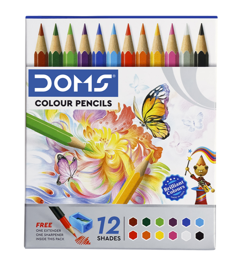 Doms Colour Pencils, Tin Pack, 85mm. 12 Shades