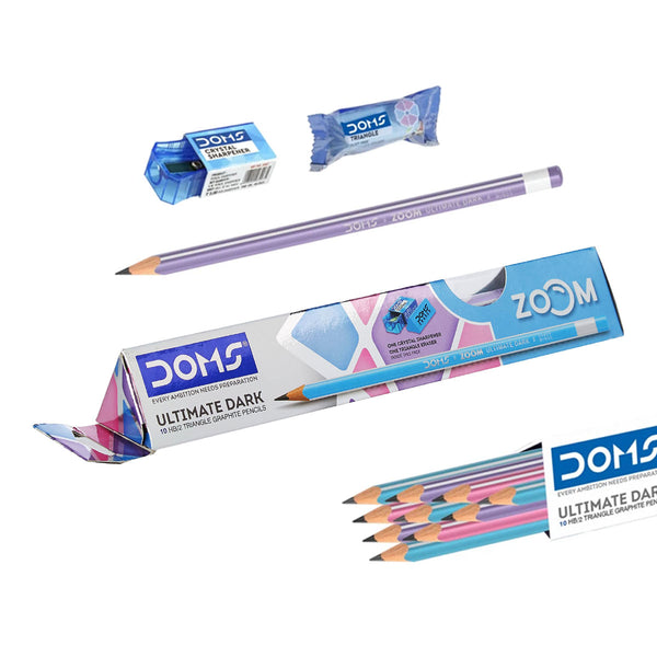 Pack of ten Doms Zoom dark triangle pencils with sharpened tips