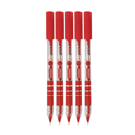 Goldex Klassy Ball Pen, Red, 5pc