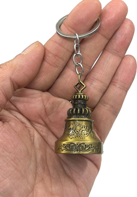 Small guardian bell keychain charm, metal bell design